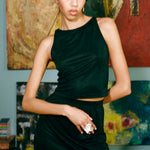 off black cupro polyester racerback tank top