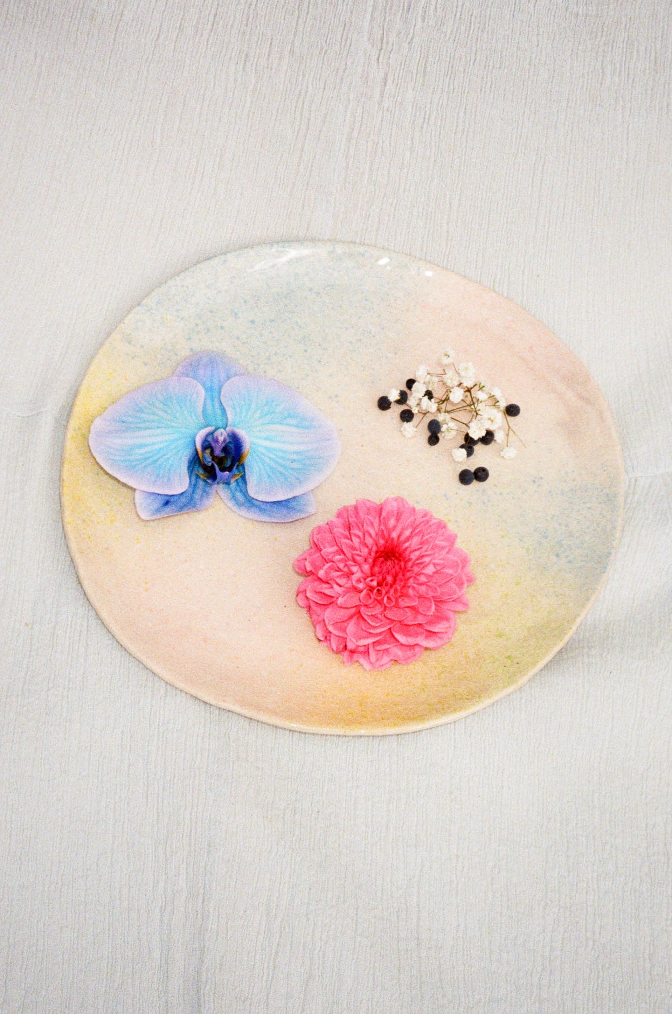 handmade ceramic plate in sunset hues