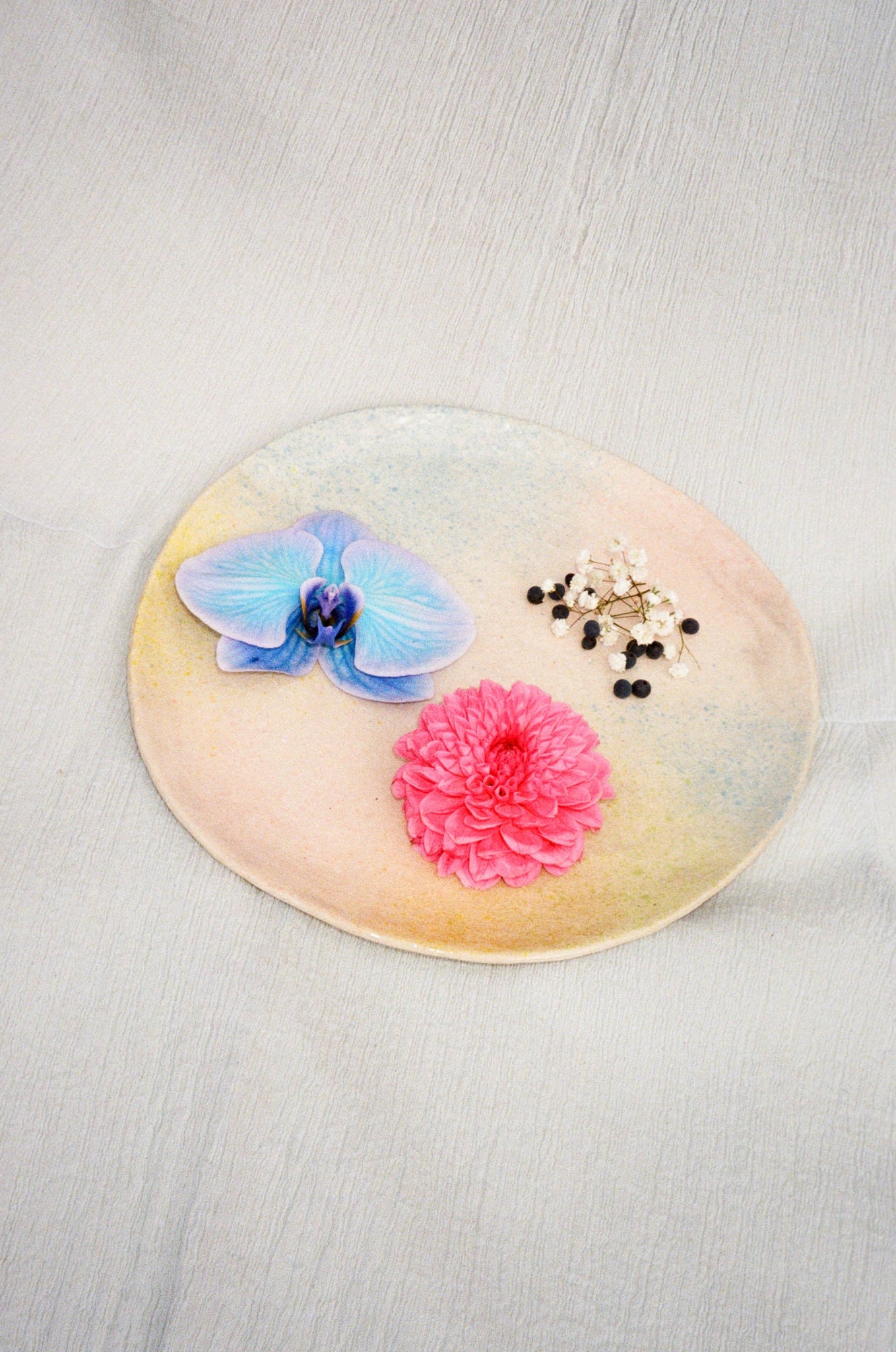 handmade ceramic plate in sunset hues