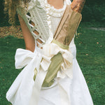 cotton poly cream pea baby baguette bow bag