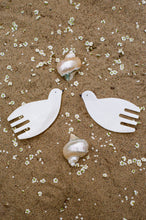 Load image into Gallery viewer, mother of pearl bird salad server utensils
