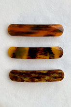 Load image into Gallery viewer, chocolate swirl resin cast skinny rectangular barette