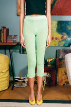 Load image into Gallery viewer, green fitted cotton crochet capri legging