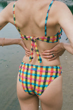Load image into Gallery viewer, polyester polyamide elastane seersucker plaid bikini bottom