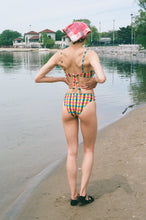 Load image into Gallery viewer, polyester polyamide elastane seersucker plaid bikini bottom