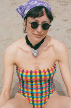 Load image into Gallery viewer, polyamide polyester elastane seersucker bandeau one piece swimsuit