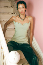 Load image into Gallery viewer, sage recycled polyester spaghetti strap corset top