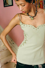 Load image into Gallery viewer, sage recycled polyester spaghetti strap corset top