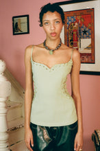 Load image into Gallery viewer, sage recycled polyester spaghetti strap corset top