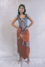 Load image into Gallery viewer, romantic blue silk opera corset with pink bow