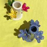FLORES CANDLEHOLDER IN DENIM WITH GOLD LEAF