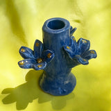 FLORES CANDLEHOLDER IN DENIM WITH GOLD LEAF