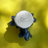 FLORES CANDLEHOLDER IN DENIM WITH GOLD LEAF