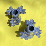 FLORES CANDLEHOLDER IN DENIM WITH GOLD LEAF