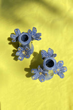 Load image into Gallery viewer, FLORES CANDLEHOLDER IN DENIM WITH GOLD LEAF
