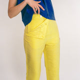yellow silk taffeta fitted cigarette sailor pant