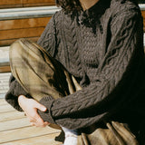 FRANKENSTEIN CABLE KNIT IN NATURAL BROWN GLITTER