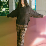 FRANKENSTEIN CABLE KNIT IN NATURAL BROWN GLITTER