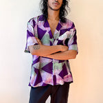 purple hand batik rayon Hawaiian short sleeve shirt