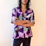 purple hand batik rayon Hawaiian short sleeve shirt