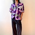 purple hand batik rayon Hawaiian short sleeve shirt
