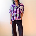 purple hand batik rayon Hawaiian short sleeve shirt