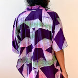 purple hand batik rayon Hawaiian short sleeve shirt