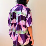 purple hand batik rayon Hawaiian short sleeve shirt