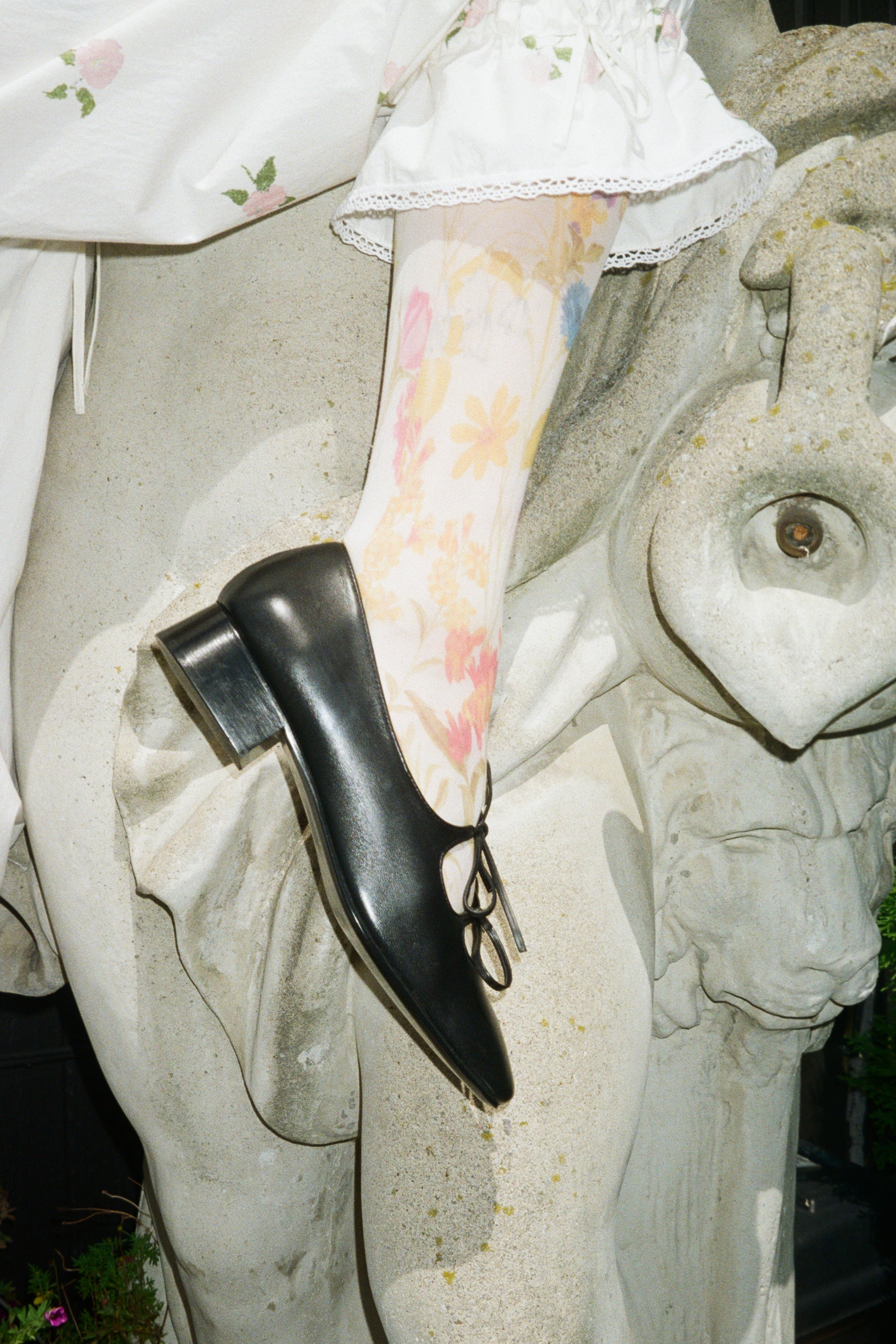 feminine black leather ballet mary jane shoe