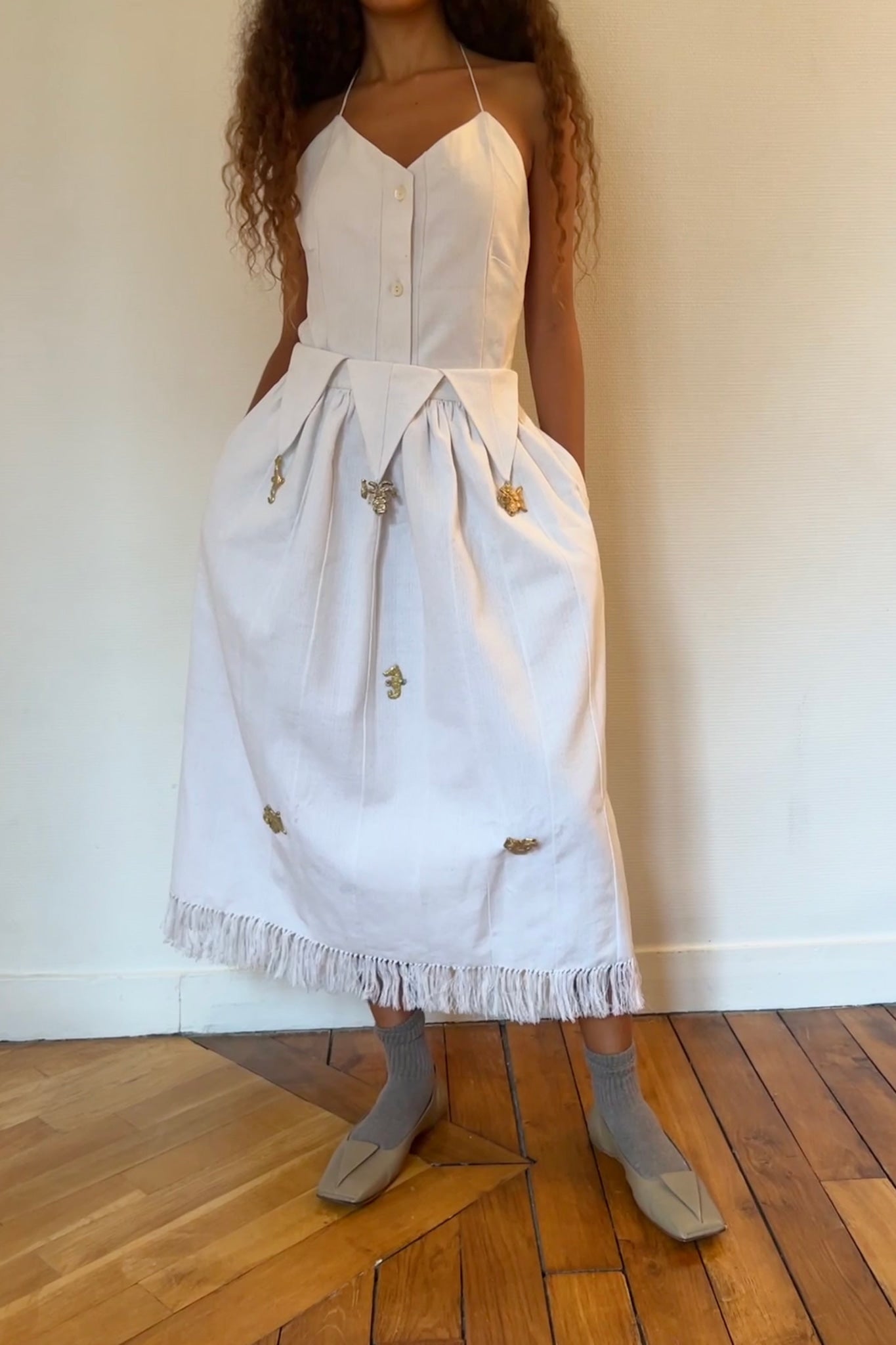JESTER SKIRT IN WHITE - 100% SILK