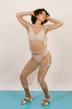 Load image into Gallery viewer, cotton netted beaded bell open back long sleeve