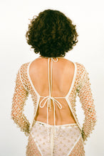 Load image into Gallery viewer, cotton netted beaded bell open back long sleeve