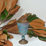 amber mineral handblown glass trumpet drinking goblet