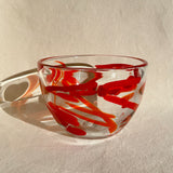 clear red swirled handblown glass bowl