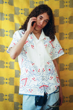 Load image into Gallery viewer, MADEIRA BUTTON UP SHIRT IN RED AND BLUE FLOWERS