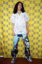 Load image into Gallery viewer, MADEIRA BUTTON UP SHIRT IN RED AND BLUE FLOWERS