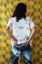 Load image into Gallery viewer, MADEIRA BUTTON UP SHIRT IN RED AND BLUE FLOWERS
