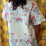 MADEIRA BUTTON UP SHIRT IN RED AND BLUE FLOWERS