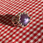 sterling silver textured ring with large purple stone