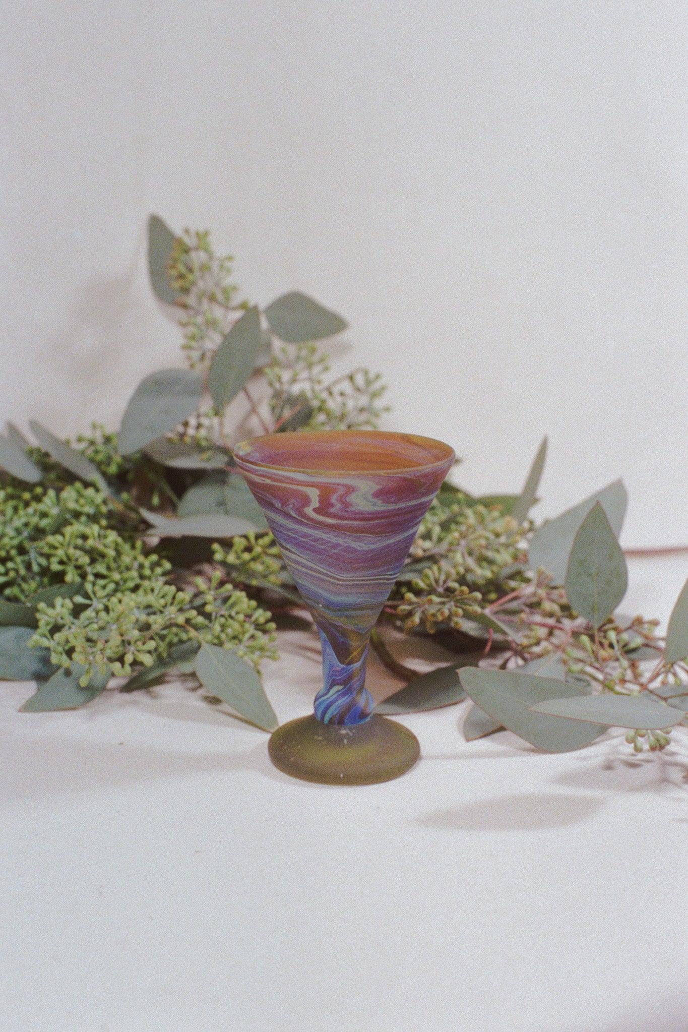 amber mineral handblown glass triangular martini drinking goblet