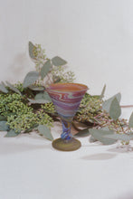 Load image into Gallery viewer, amber mineral handblown glass triangular martini drinking goblet