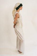 Load image into Gallery viewer, white cotton polyester multi tiered Grecian maxi dress