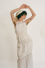 Load image into Gallery viewer, white cotton polyester multi tiered Grecian maxi dress