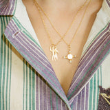 gold plated silver delicate people pendants on chain