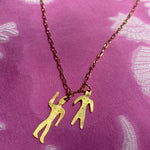 gold plated silver delicate people pendants on chain