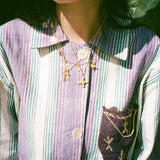 gold plated silver delicate people pendants on chain