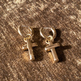 14kt gold plated hoop earrings with cross motif