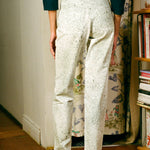 white cotton green ink splatter stove pipe jeans