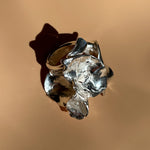 sterling silver hammered flower statement ring