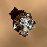 sterling silver hammered flower statement ring